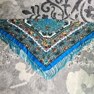 Vintage Russian Floral Wool Scarf/Shawl/Wrap.